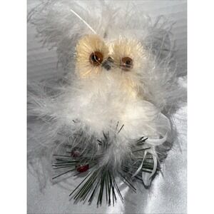 NEW Pier 1 Vintage Christmas Ornament Feathery White Owl